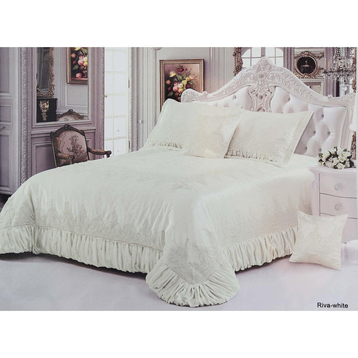 Bridal Bedspread Double Riva White