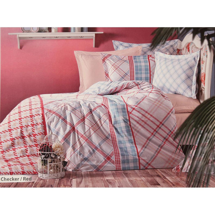 3pcs Duvet Cover 160*220 Checker Red