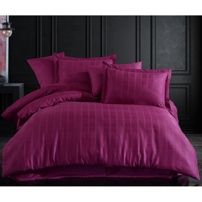 6pcs Double Duvet Cover 200*220 SATIN Ekose Purple