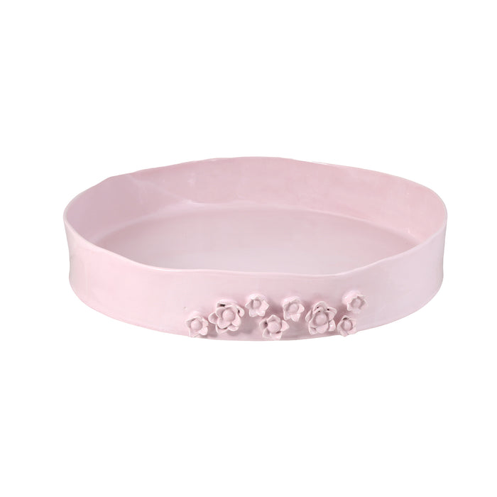 Ceramic Round organic deep bowl 50 cm / 8 cm pink