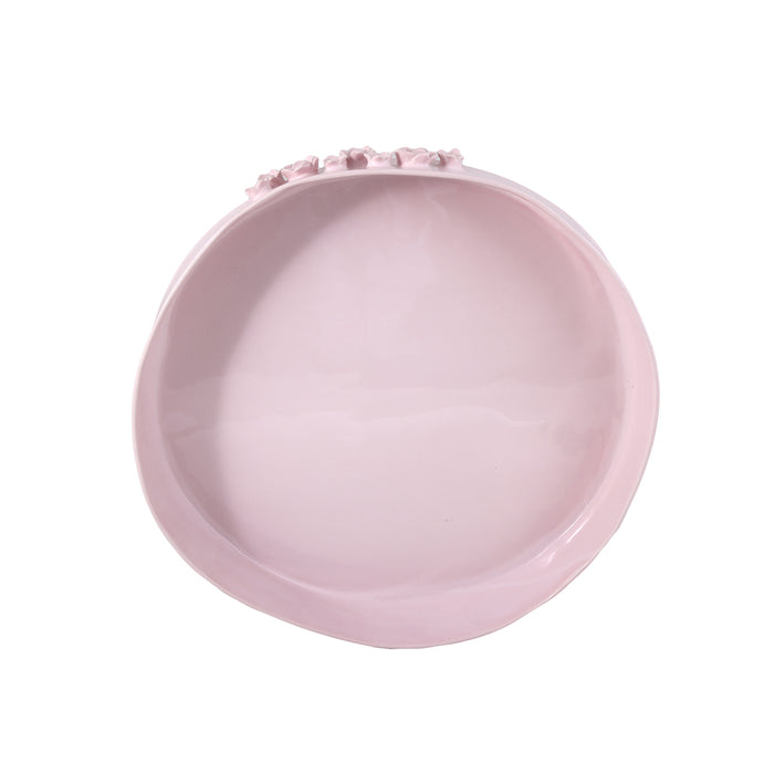 Ceramic Round organic deep bowl 50 cm / 8 cm pink