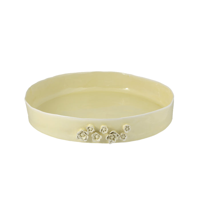 Ceramic Round organic deep bowl 50 cm / 8 cm yellow