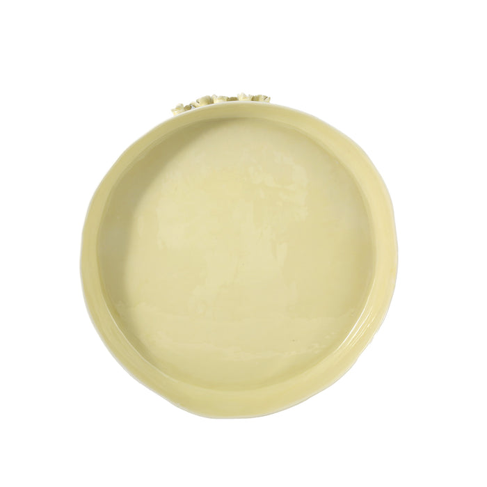 Ceramic Round organic deep bowl 50 cm / 8 cm yellow