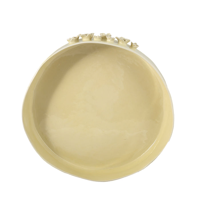 Ceramic Round organic deep bowl 40 cm / 7 cm yellow