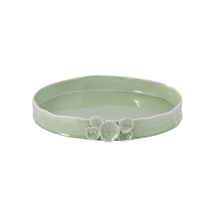 Ceramic Round organic deep bowl 40 cm / 7 cm green