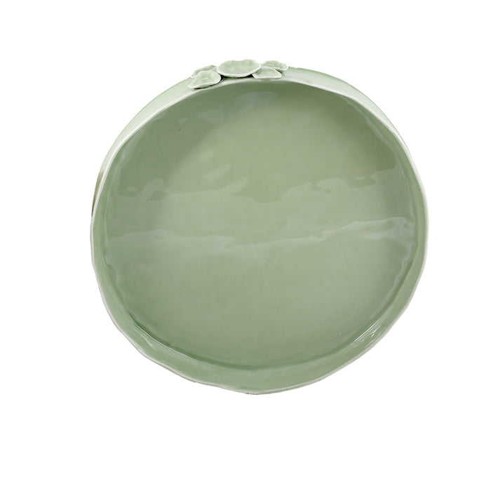 Ceramic Round organic deep bowl 40 cm / 7 cm green