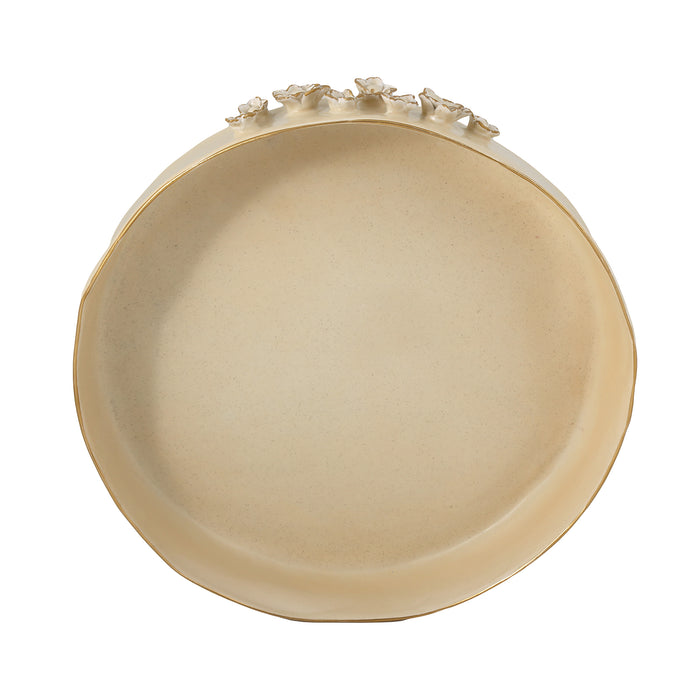 Ceramic Round organic deep bowl 40 cm / 7 cm off white matt