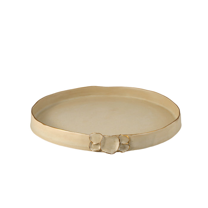 Ceramic Round organic Shallow bowl 50 cm / 4 cm off white matt