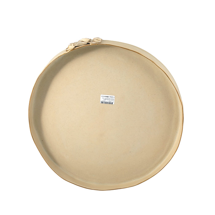 Ceramic Round organic Shallow bowl 50 cm / 4 cm off white matt