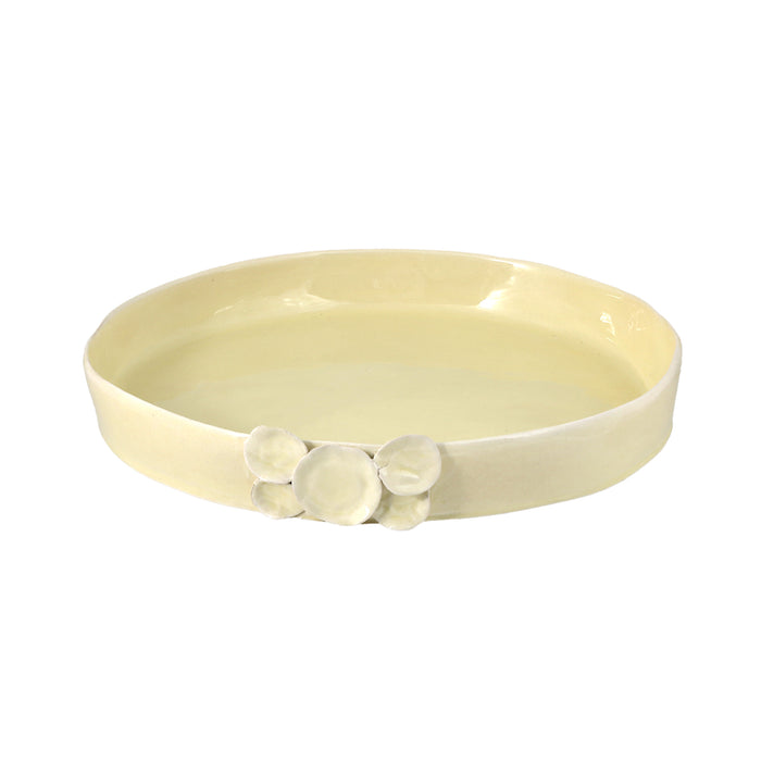 Ceramic Round organic Shallow bowl 40 cm/ 4 cm yellow