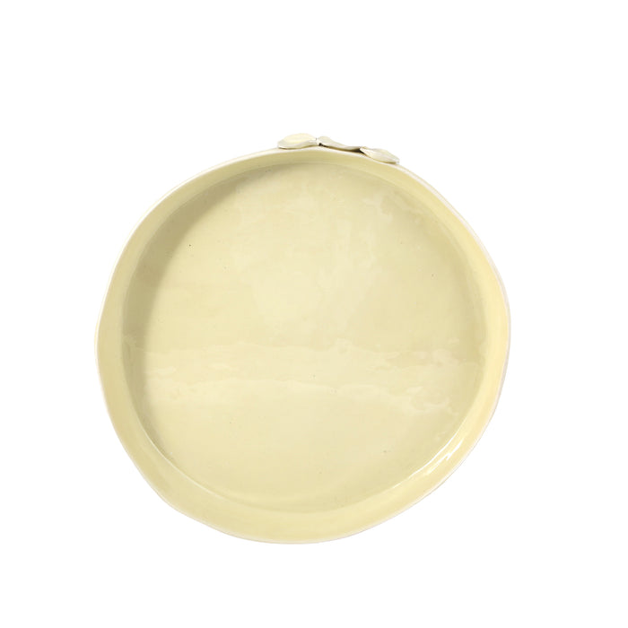 Ceramic Round organic Shallow bowl 40 cm/ 4 cm yellow
