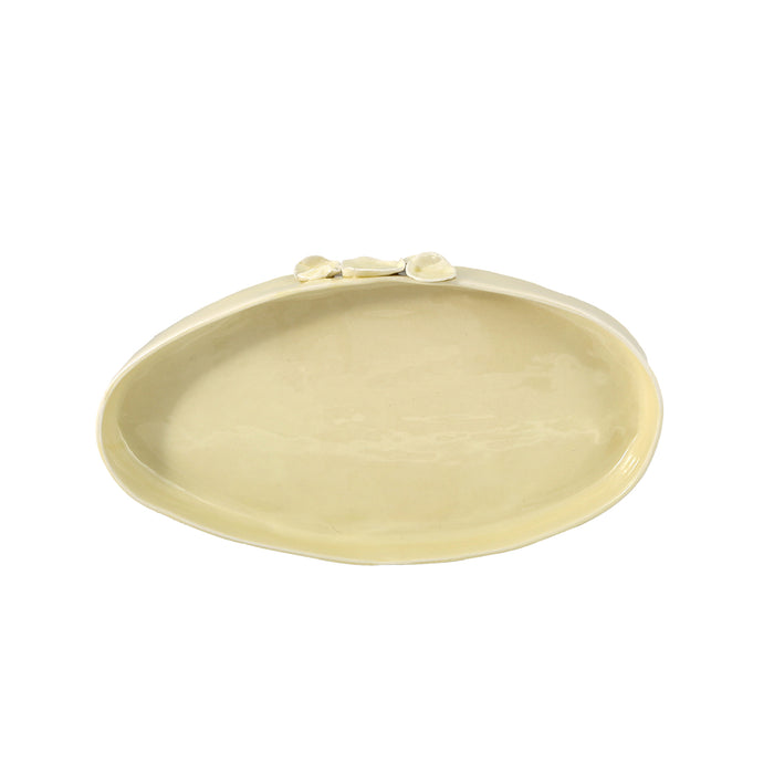 Ceramic Round organic Shallow bowl 40 cm/ 4 cm yellow