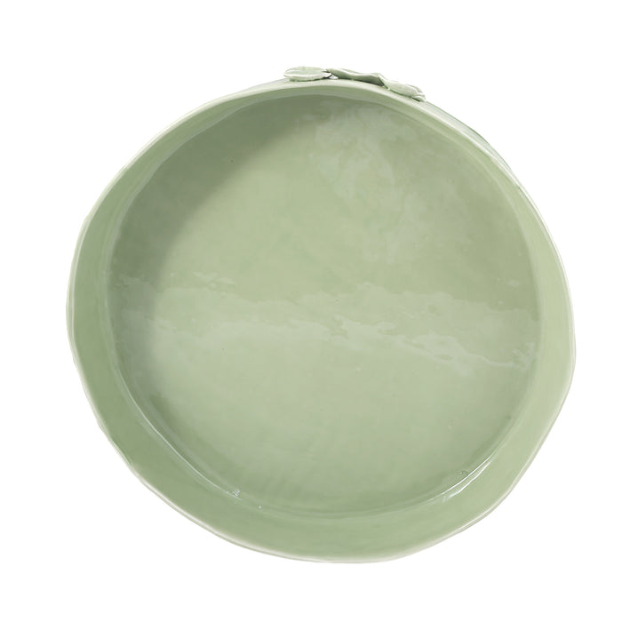 Ceramic Round organic Shallow bowl 40 cm/ 4 cm green