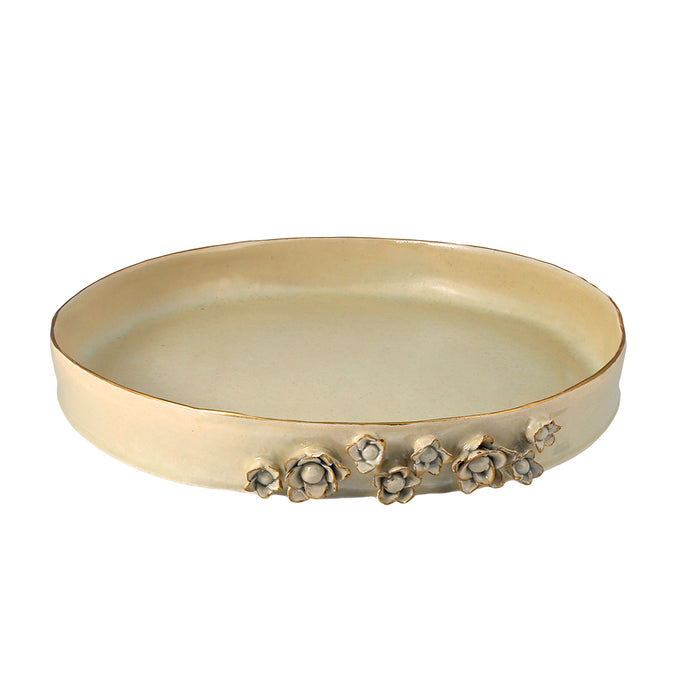 Ceramic Round organic Shallow bowl 40 cm/ 4 cm off white matt