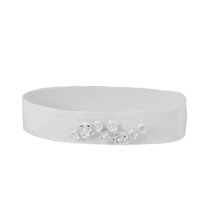 Ceramic Oval organic deep bowl 40 cm / 9 cm white