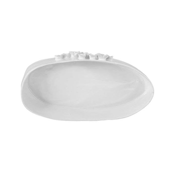 Ceramic Oval organic deep bowl 40 cm / 9 cm white