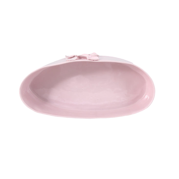 Ceramic Oval organic deep bowl 40 cm / 9 cm pink
