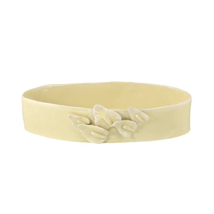 Ceramic Oval organic deep bowl 40 cm / 9 cm yellow
