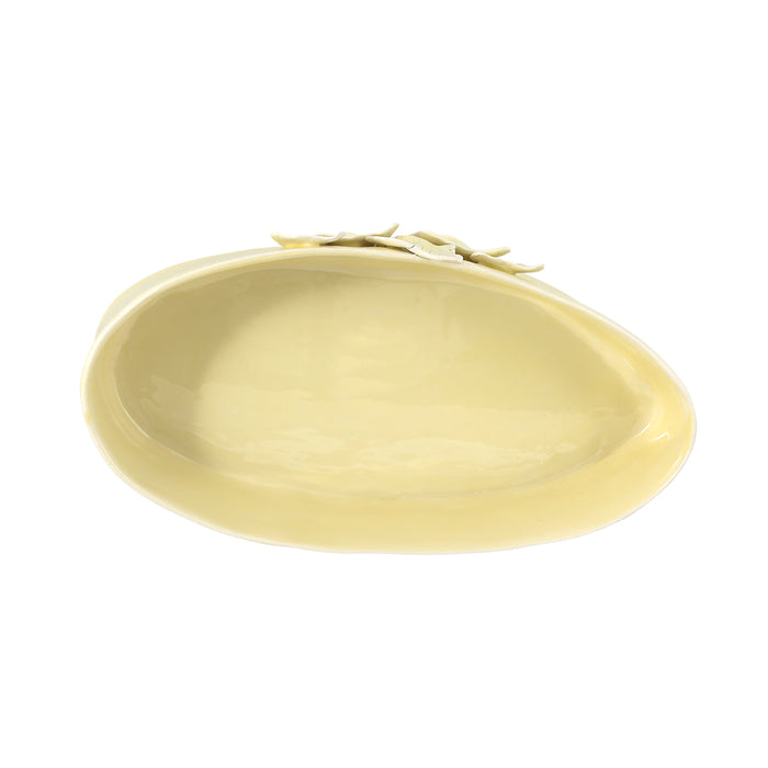 Ceramic Oval organic deep bowl 40 cm / 9 cm yellow