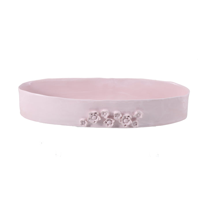 Ceramic Oval organic deep bowl 55 cm / 9 cm pink