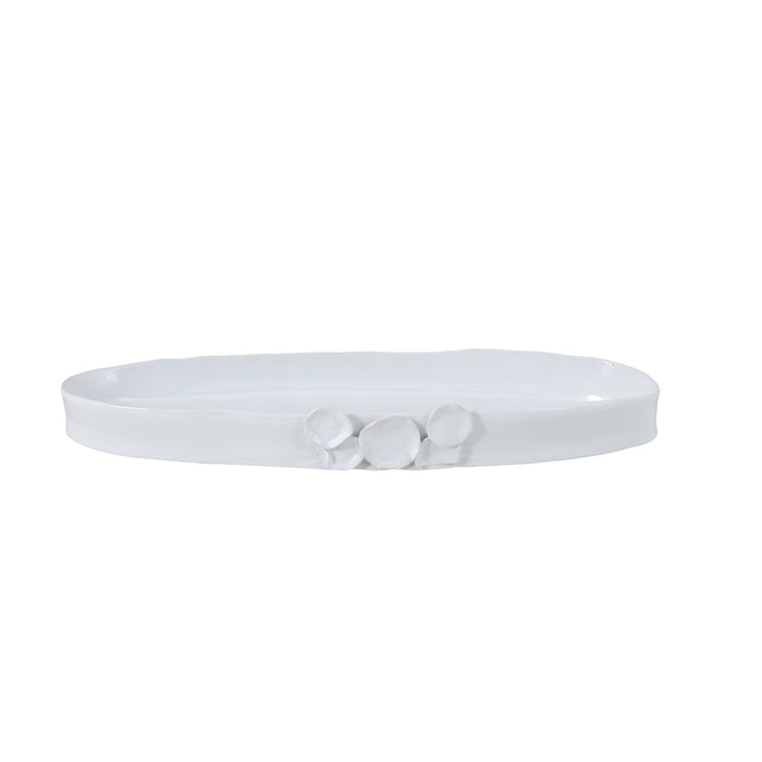 Ceramic Oval organic shallow bowl 55 cm/ 4 cm white