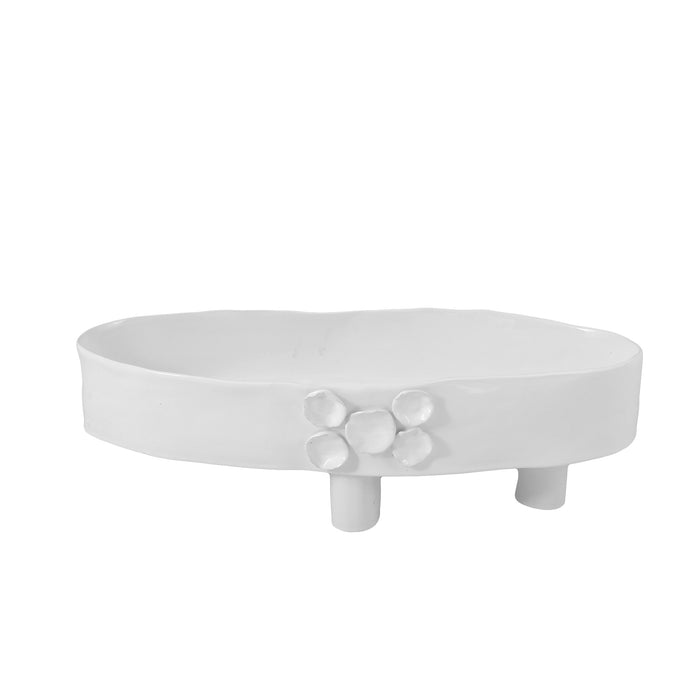Ceramic Oval bowl 55/ 9 cm with elevations white