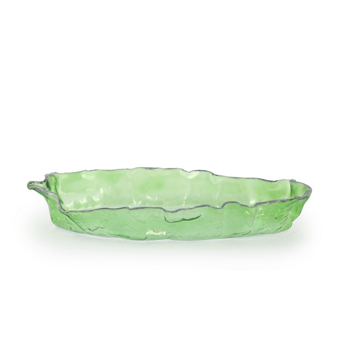 Oval Gondola Bowl Big 50x20 cm Green with rim
