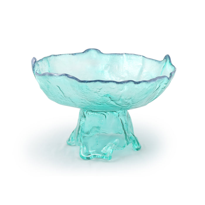 Fruit Bowl with Base Aqua with rim