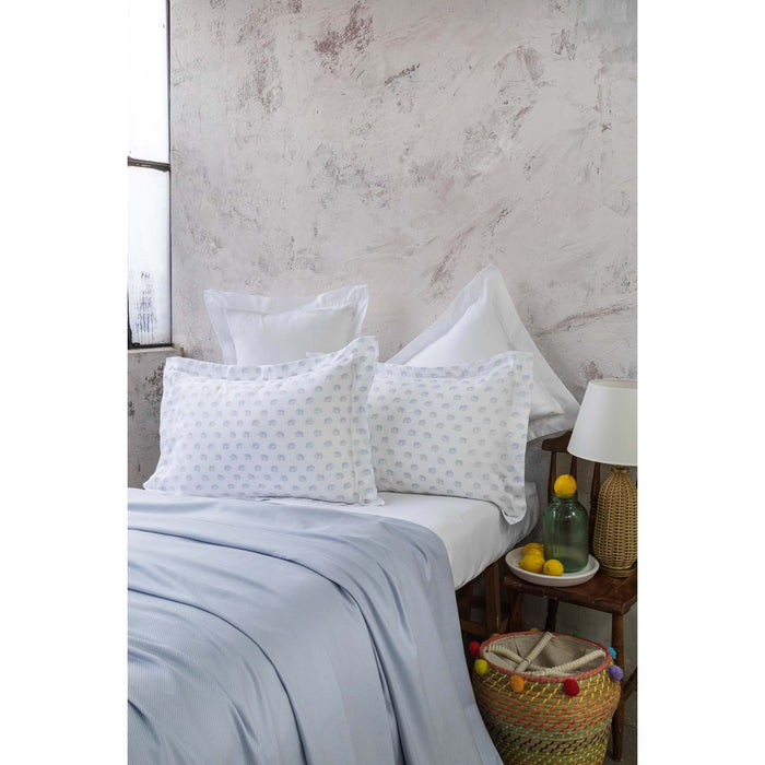 AP BAMBOO OLIVER BLUE Double Bed Spread Set