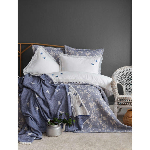 Double Duvet Cover Set + Bed Spread +Blanket AP ALBATROS INDIGO