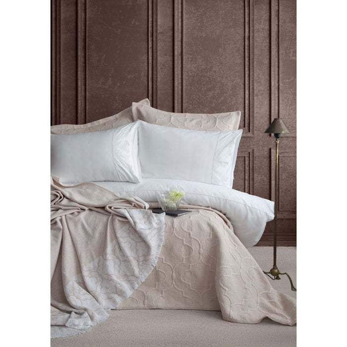 AP SERENE BEJDouble Duvet Cover with Bed Spread & Blanket Set
