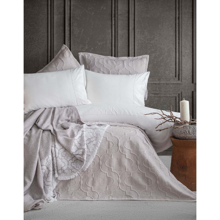 AP  SERENE GRIDouble Duvet Cover with Bed Spread & Blanket Set