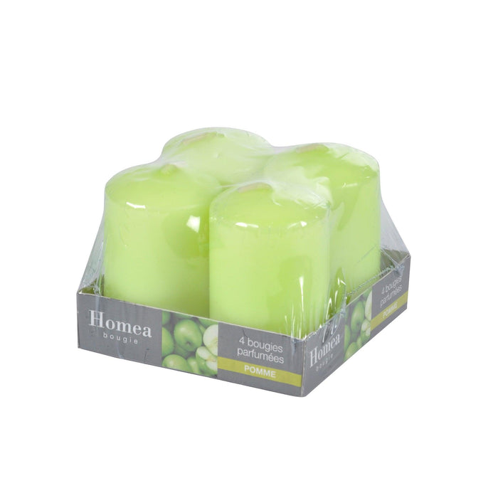 SET OF 4 PILLAR CANDLES D4*H6CM FRAGRANCE APPLE