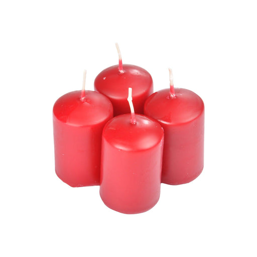 SET OF 4 PILLAR CANDLES D4*H6CM FRAGRANCE RED FRUITS