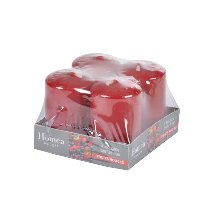 SET OF 4 PILLAR CANDLES D4*H6CM FRAGRANCE RED FRUITS