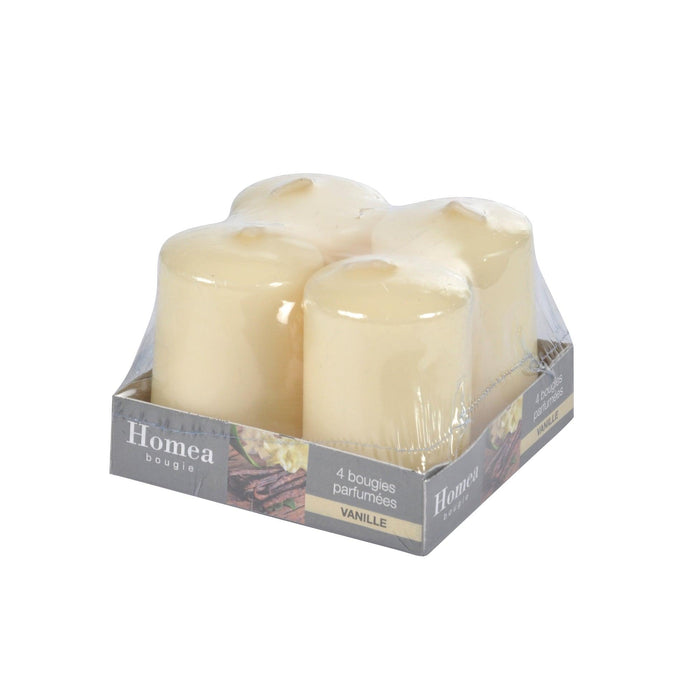 SET OF 4 PILLAR CANDLES D4*H6CM FRAGRANCE VANILLA