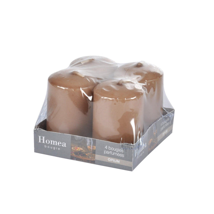 SET OF 4 PILLAR CANDLES O4*H6CM ESSENTIEL FRAGRANCE OPIUM