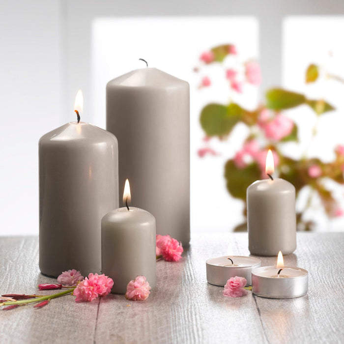 SET OF 4 PILLAR CANDLES O4*H6CM ESSENTIEL FRAGRANCE WHITE MUSC