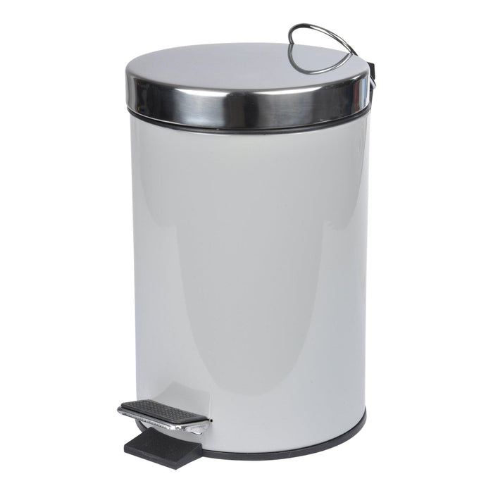 PEDAL BIN 3 L SOLID METAL METALIA LIGHT GREY