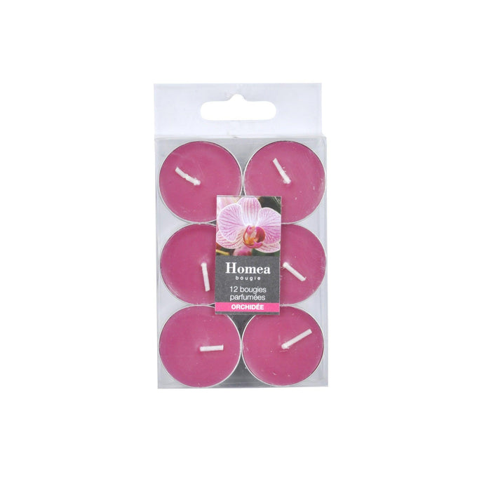 SET OF 12 TEALIGHT CANDLES FRAGRANCE ORCHID