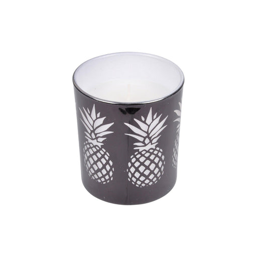 BLACK GLASS CANDLE ANANAS PATTERN O9*H10CM ELEGANT FRAGRANCE AMBER