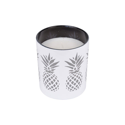 WHITE GLASS CANDLE ANANAS PATTERN O9*H10CM ELEGANT FRAGRANCE AMBER