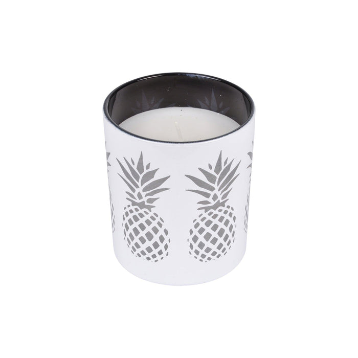 WHITE GLASS CANDLE ANANAS PATTERN O9*H10CM ELEGANT FRAGRANCE AMBER