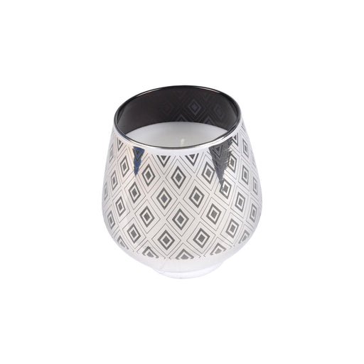 SILVER GLASS GRAPHIC CANDLE O7*H9,5CM ELEGANT FRAGRANCE AMBER