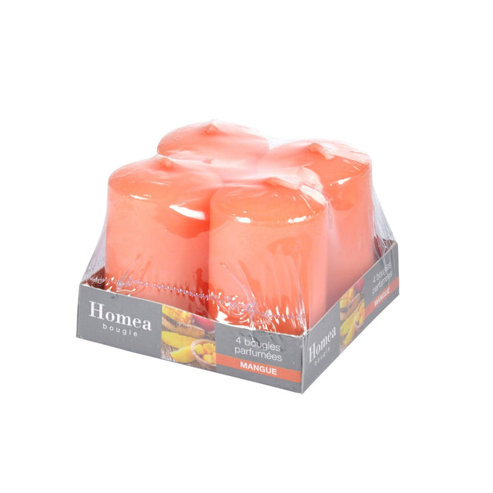 SET OF 4 PILLAR CANDLES O4*H6CM ESSENTIEL FRAGRANCE MANGO