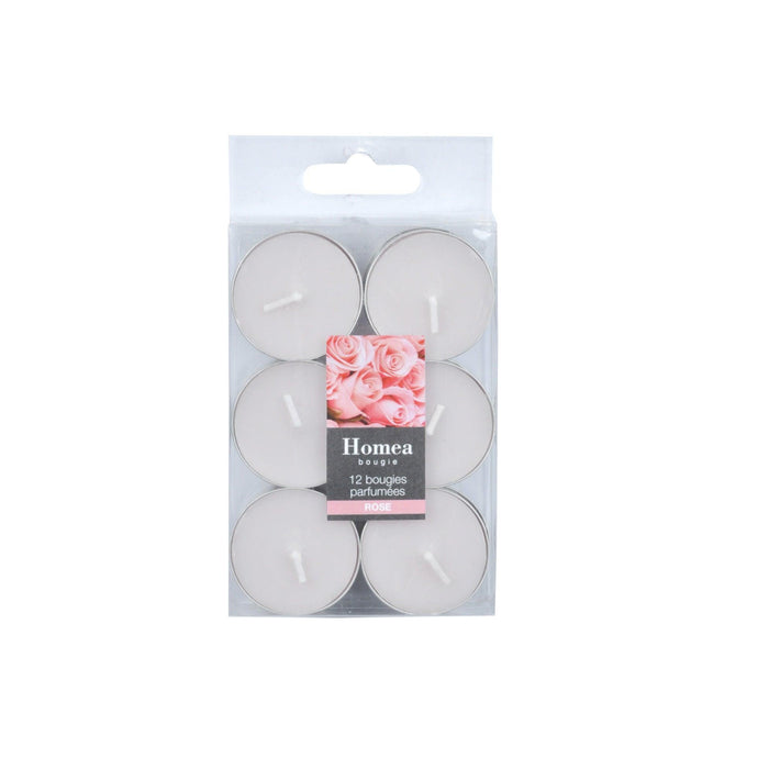 SET OF 12 TEALIGHT CANDLES ESSENTIEL FRAGRANCE ROSE