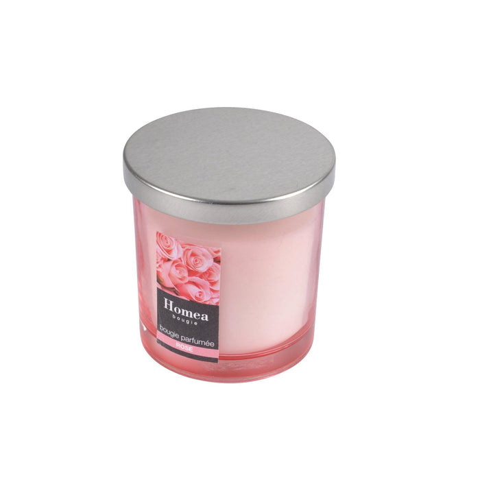 GLASS CANDLE WITH METAL LID D8.5*H8.8CM ESSENTIEL FRAGRANCE ROSE