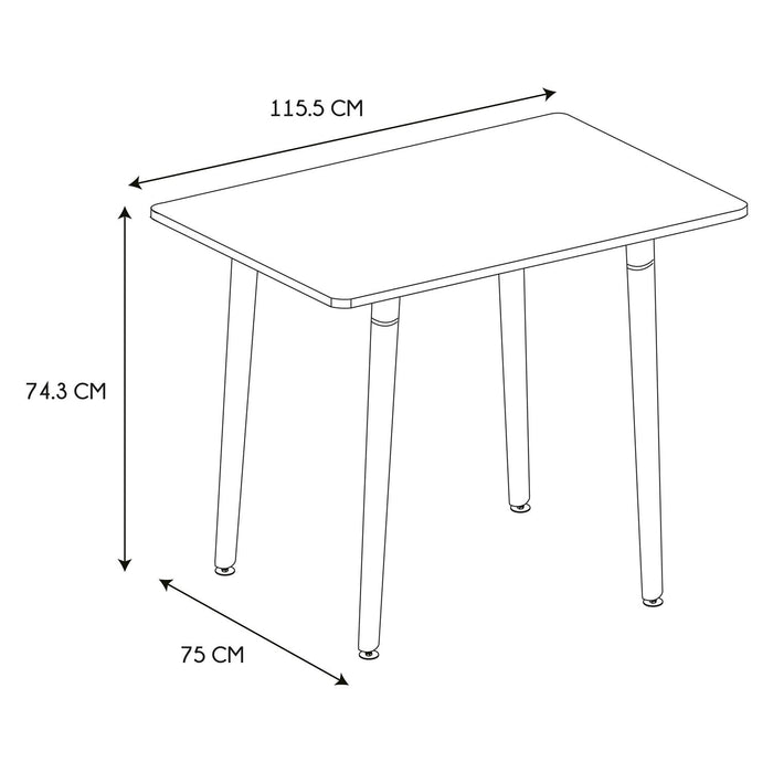 WHITE TABLE 115X75CM