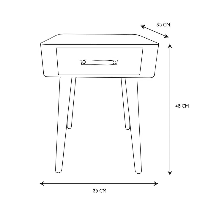 WHITE WOODEN BEDSIDE TABLE WITH 1 DRAWER