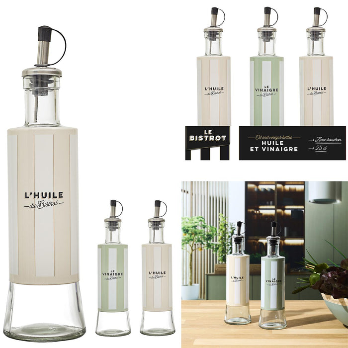 OIL AND VINEGAR GLASS AND STEEL 6.7X24.8CM